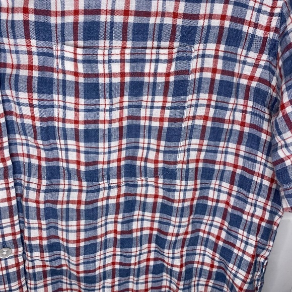 J Crew Blue/Red Checkered Short Sleeve Button Down Shirt - Picture 5 of 6